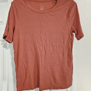 a new day Women's Short Sleeve Ribbed Top - Rust